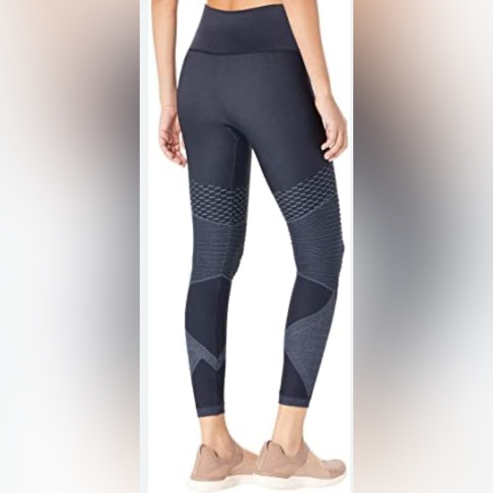SPANX Indigo Navy Look at Me Now Patterned Seamless Moto Leggings Size Medium